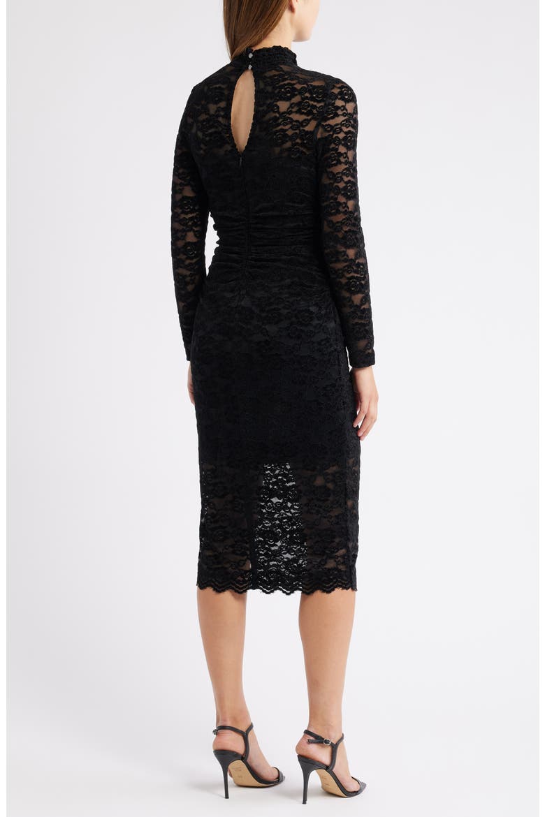 Lace Long Sleeve Body-Con Midi Dress, Alternate, color, BLACK