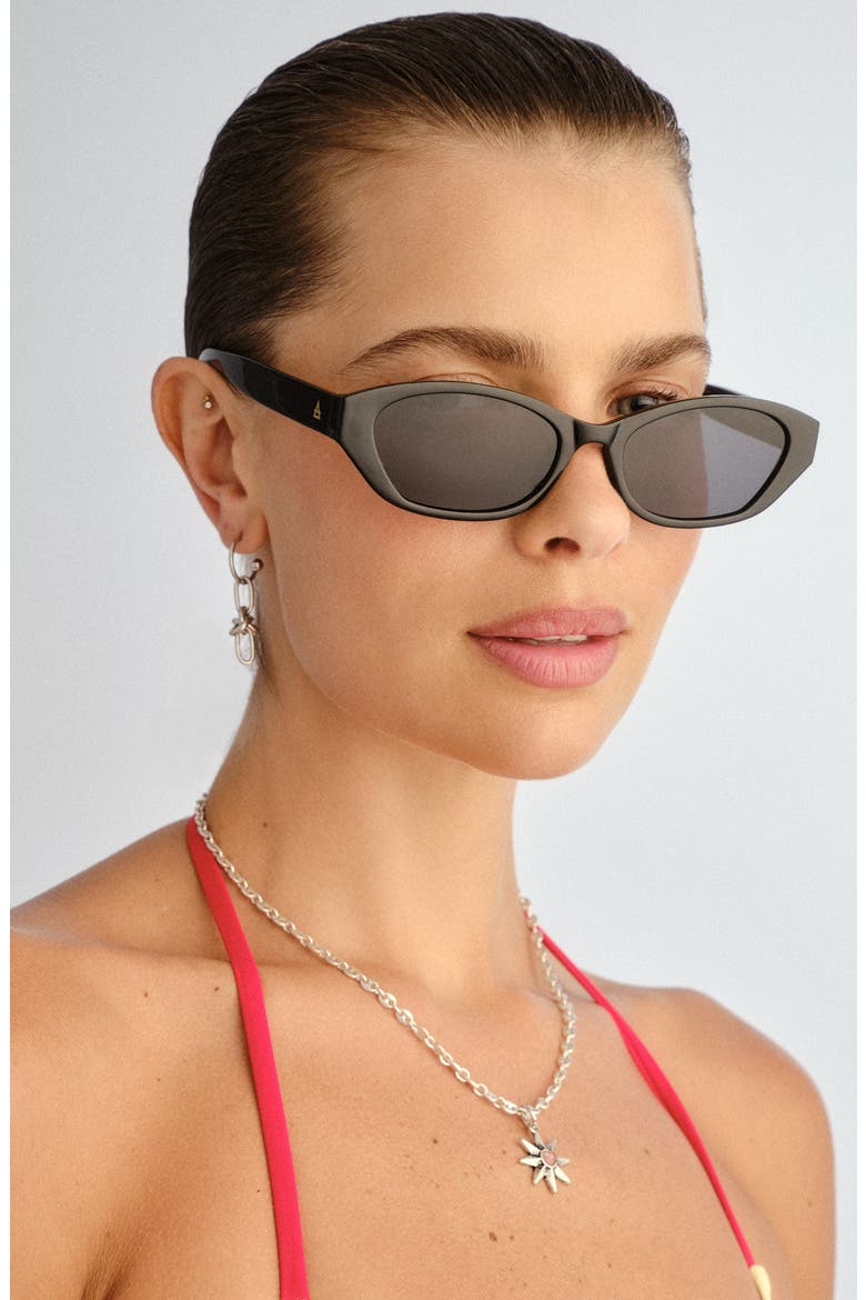 Moonstone Cat Eye Sunglasses, Alternate, color, BLACK