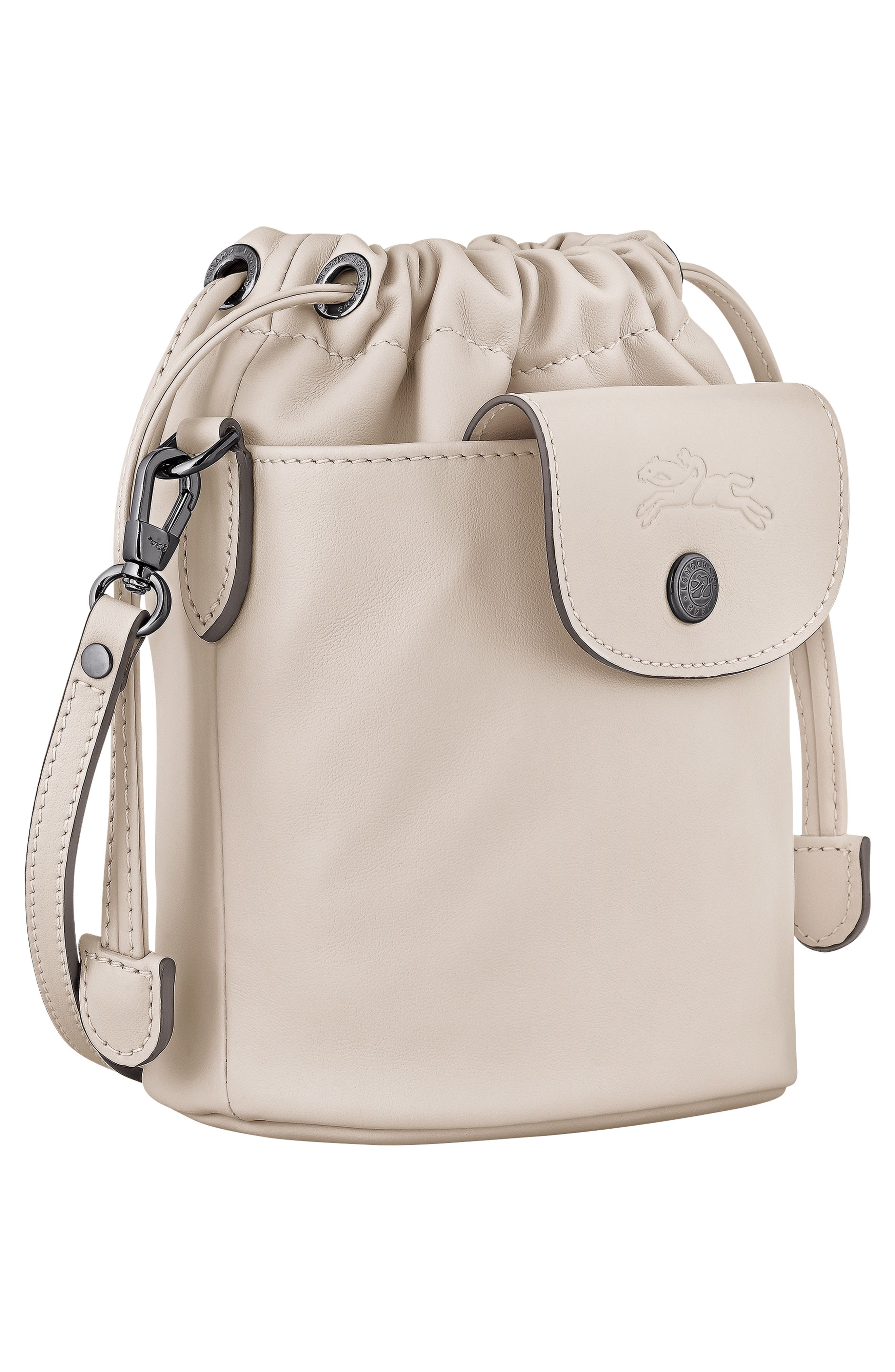 Extra Small Le Pliage Xtra Leather Bucket Bag, Alternate, color, PAPER