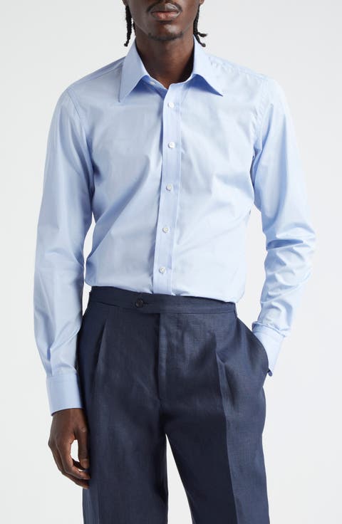 Stretch Poplin Button-Up Shirt