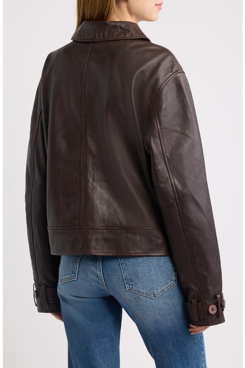 Nube Lambskin Leather Jacket, Alternate, color, DARK COGNAC
