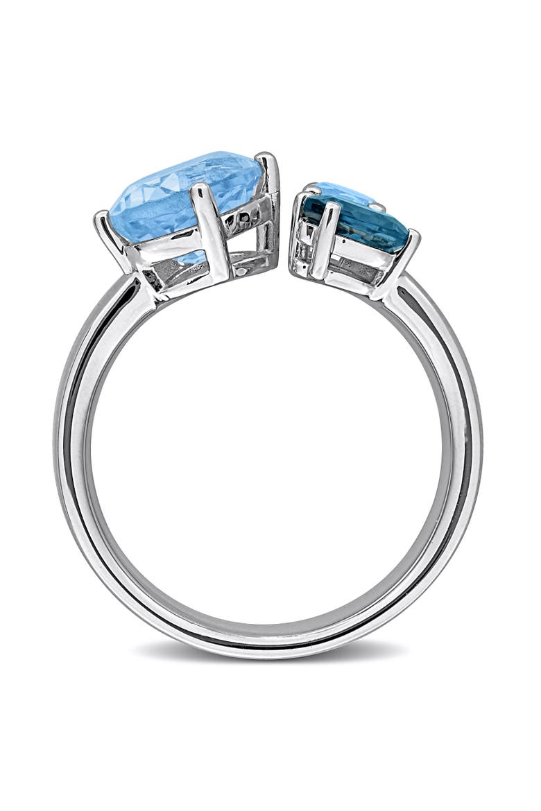 Blue Topaz 3-Stone Open Ring Sterling Silver, Alternate, color, Blue Topaz