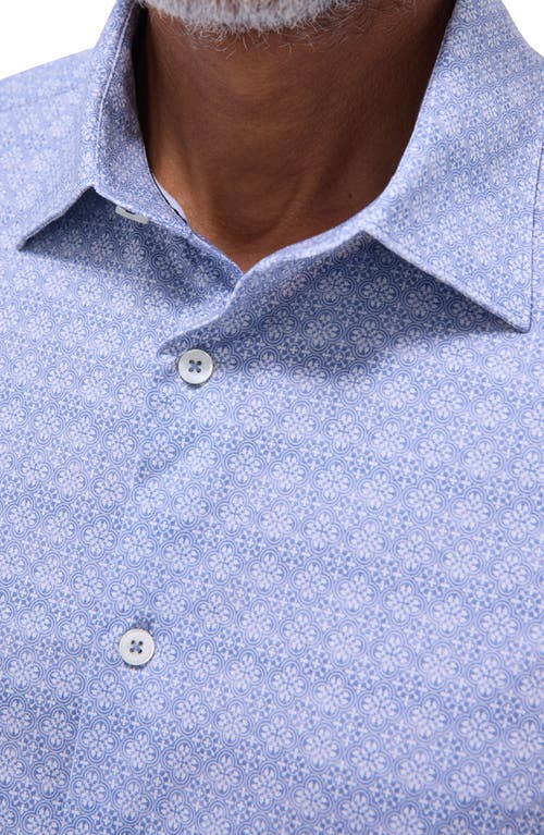 Bugatchi Miles Ooohcotton® Mosaic Print Short Sleeve Button-up Shirt In Steel