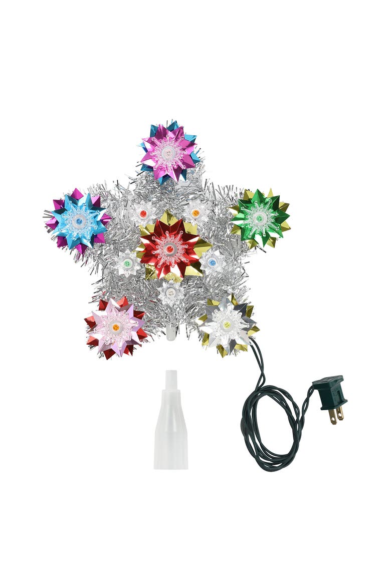 11 in. Tinsel Star Tree Topper, Alternate, color, Multicolored