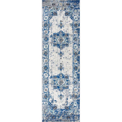 Jonathan Y Modern Persian Boho Vintage Medallion Area Rug In Ivory/blue