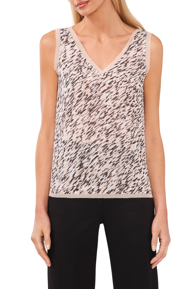 Printed Raw Edge Tank, Main, color, ANTIQUE TAUPE