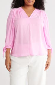 Renee C V-Neck Tie Sleeve Top