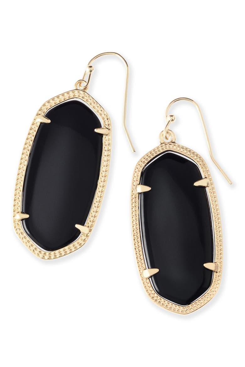 Elle Filigree Drop Earrings, Main, color, BLACK/ GOLD