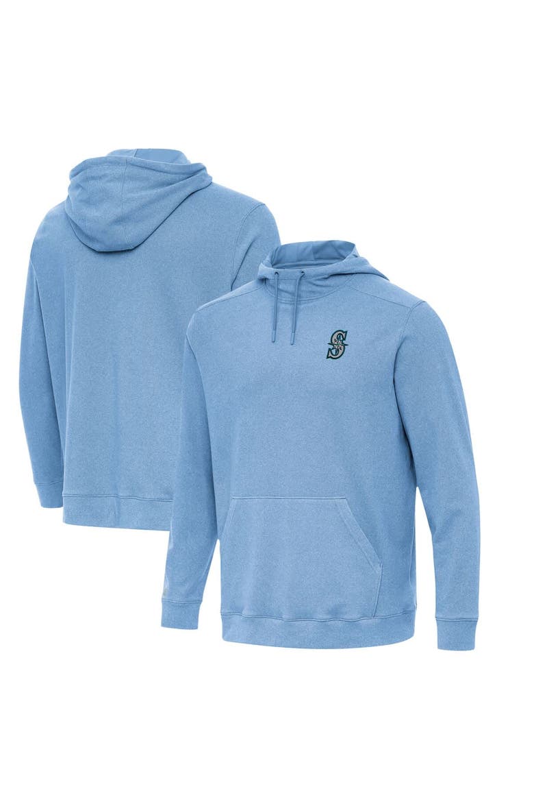 Men's Antigua  Heather Powder Blue Seattle Mariners Cloud Pullover Hoodie, Main, color, Heather Powder Blue