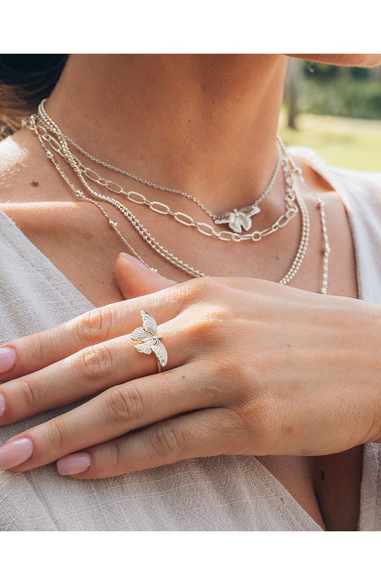 Sterling Forever Rowena Butterfly Ring, Alternate, color, Silver