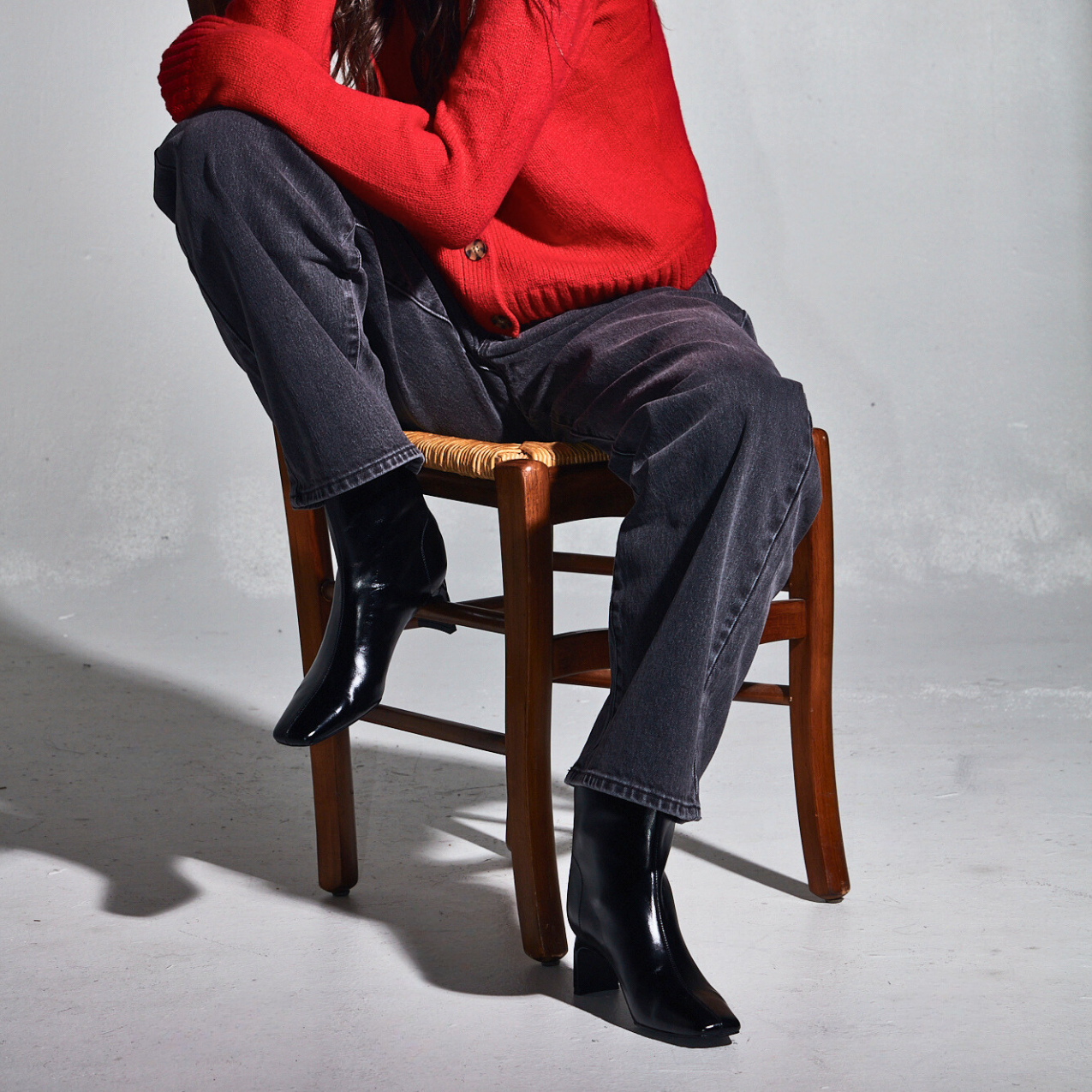 Amie Rafa Harlow Leather Bootie, Alternate, color, Black