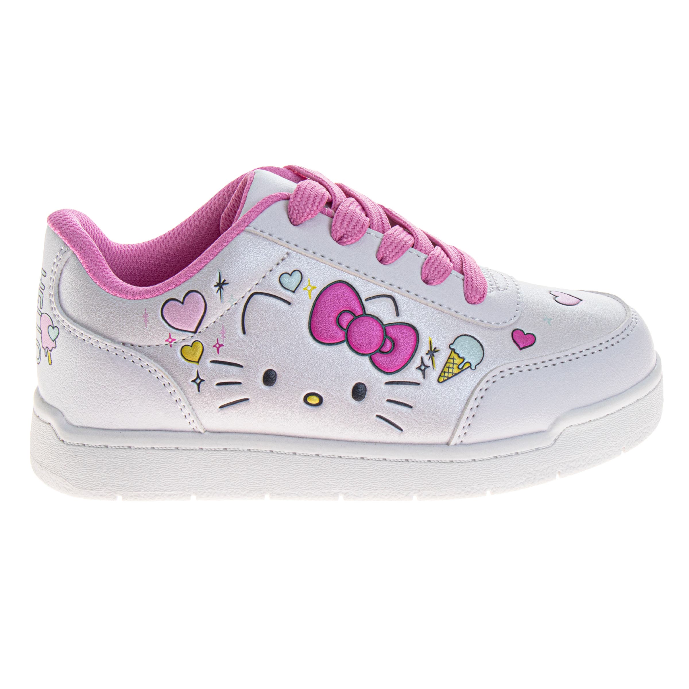 Hello Kitty Sanrio Hello Kitty Sneakers for Girls  Colorful Official Casual Comfort Shoes, Alternate, color, White Pink