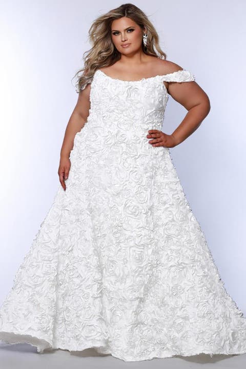 Off-The-Shoudler A-Line Plus Size Evening Gown