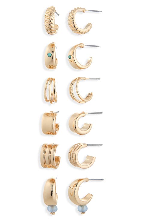 Set of 6 Huggie Hoop Earrings
