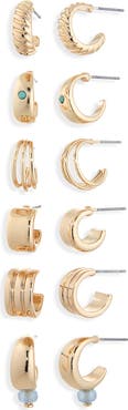 NORDSTROM RACK Set of 6 Huggie Hoop Earrings