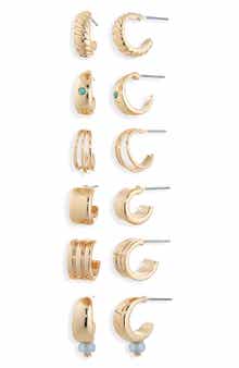 NORDSTROM RACK Set of 6 Huggie Hoop Earrings