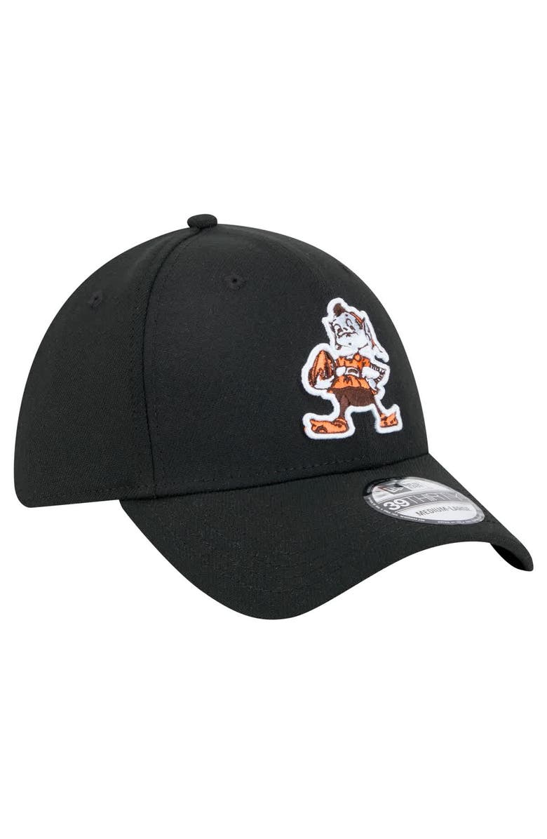 New Era Men's New Era Black Cleveland Browns Throwback Main 39THIRTY Flex Hat, Alternate, color, Black