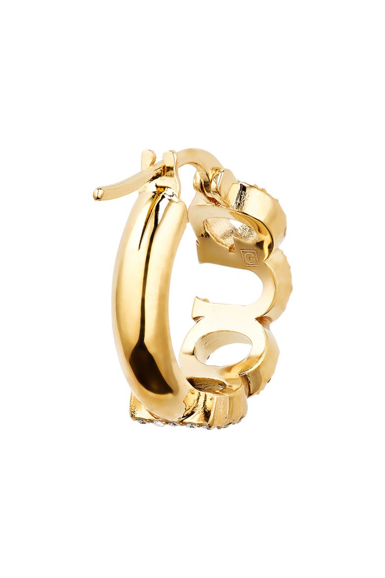 Crystal Script Hoop Earrings, Alternate, color, GOLD