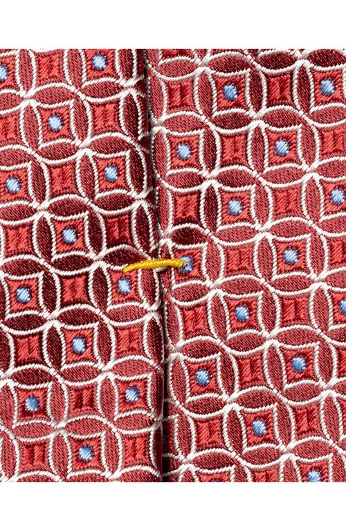 Eton Medallion Silk Tie In Medium Red