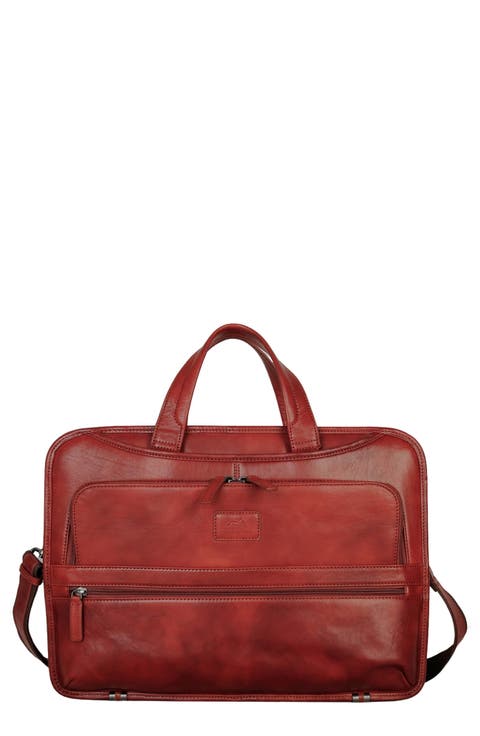 Leather Triple Compartment Briefcase