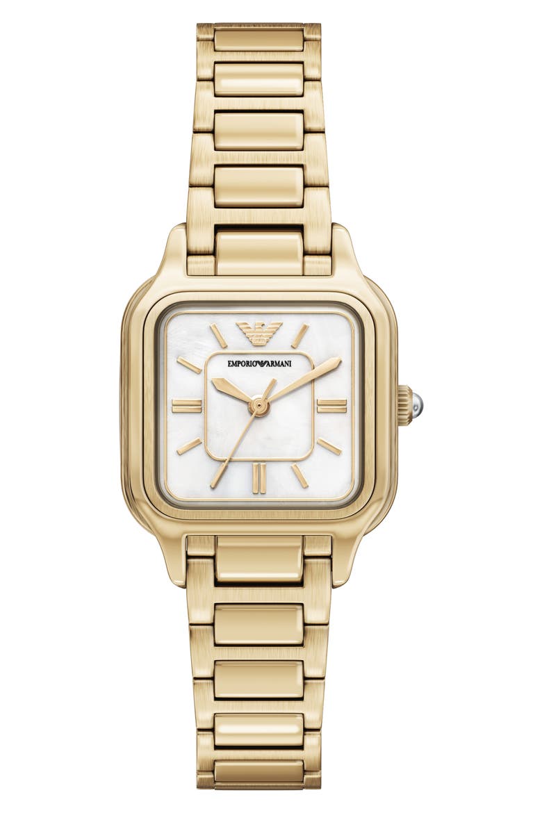 Mother-of-Pearl Bracelet Watch, 26mm x 26.5mm, Main, color, GOLD