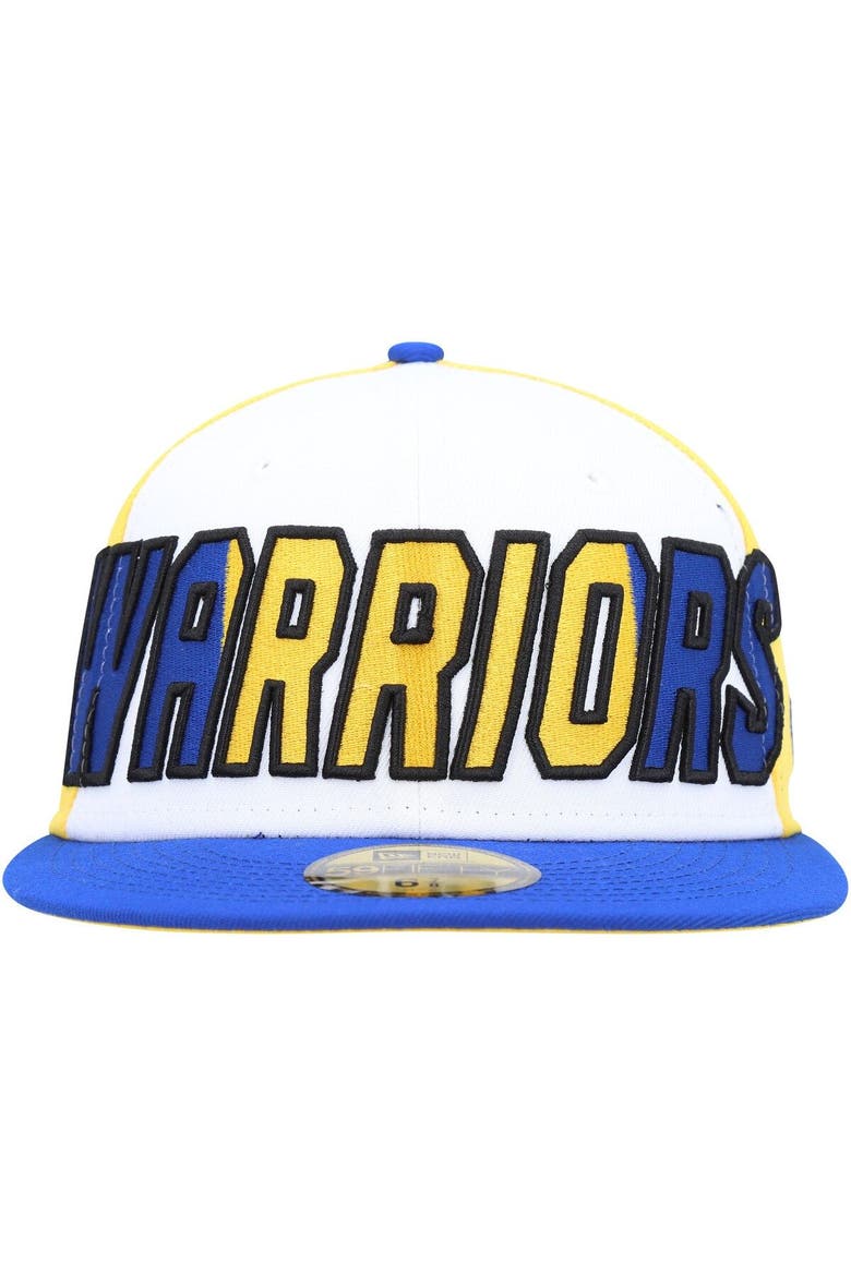 Men's New Era  White/Royal Golden State Warriors Back Half 9FIFTY Fitted Hat, Alternate, color, White
