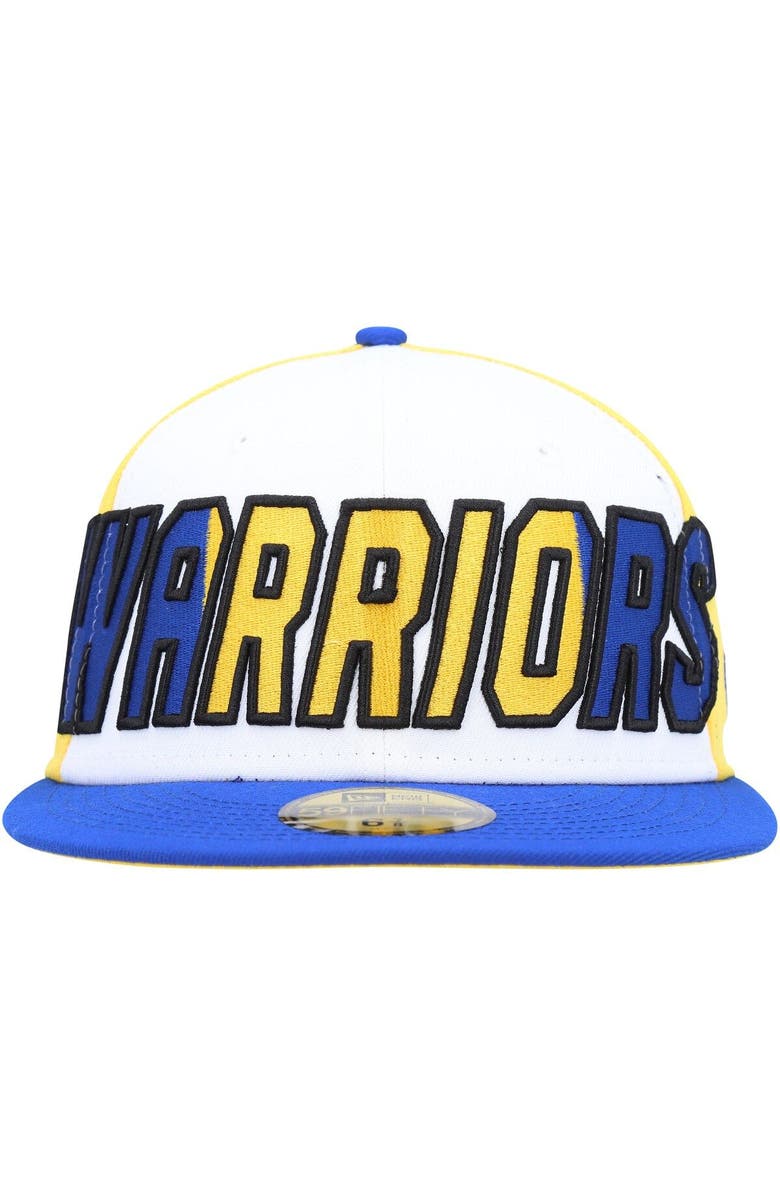 New Era Men's New Era  White/Royal Golden State Warriors Back Half 9FIFTY Fitted Hat, Alternate, color, White