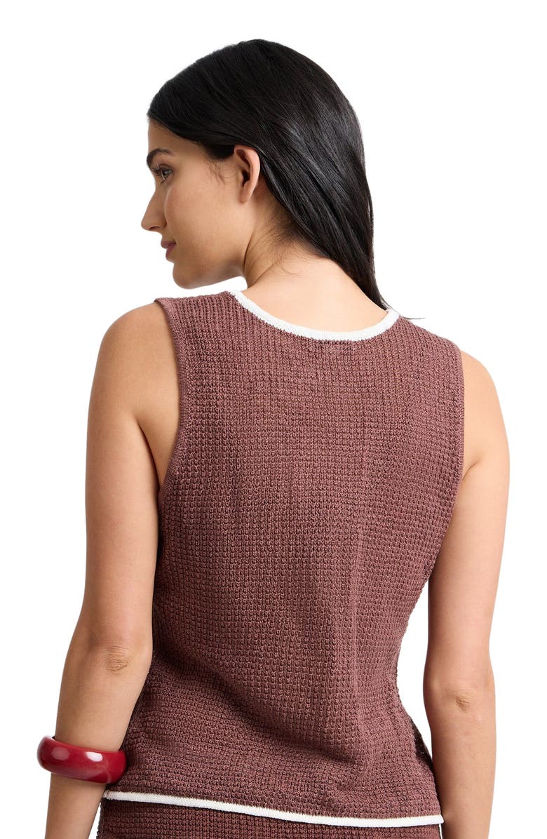 Onia Knit Tie V-Neck Front Tank Top, Alternate, color, Brown/White