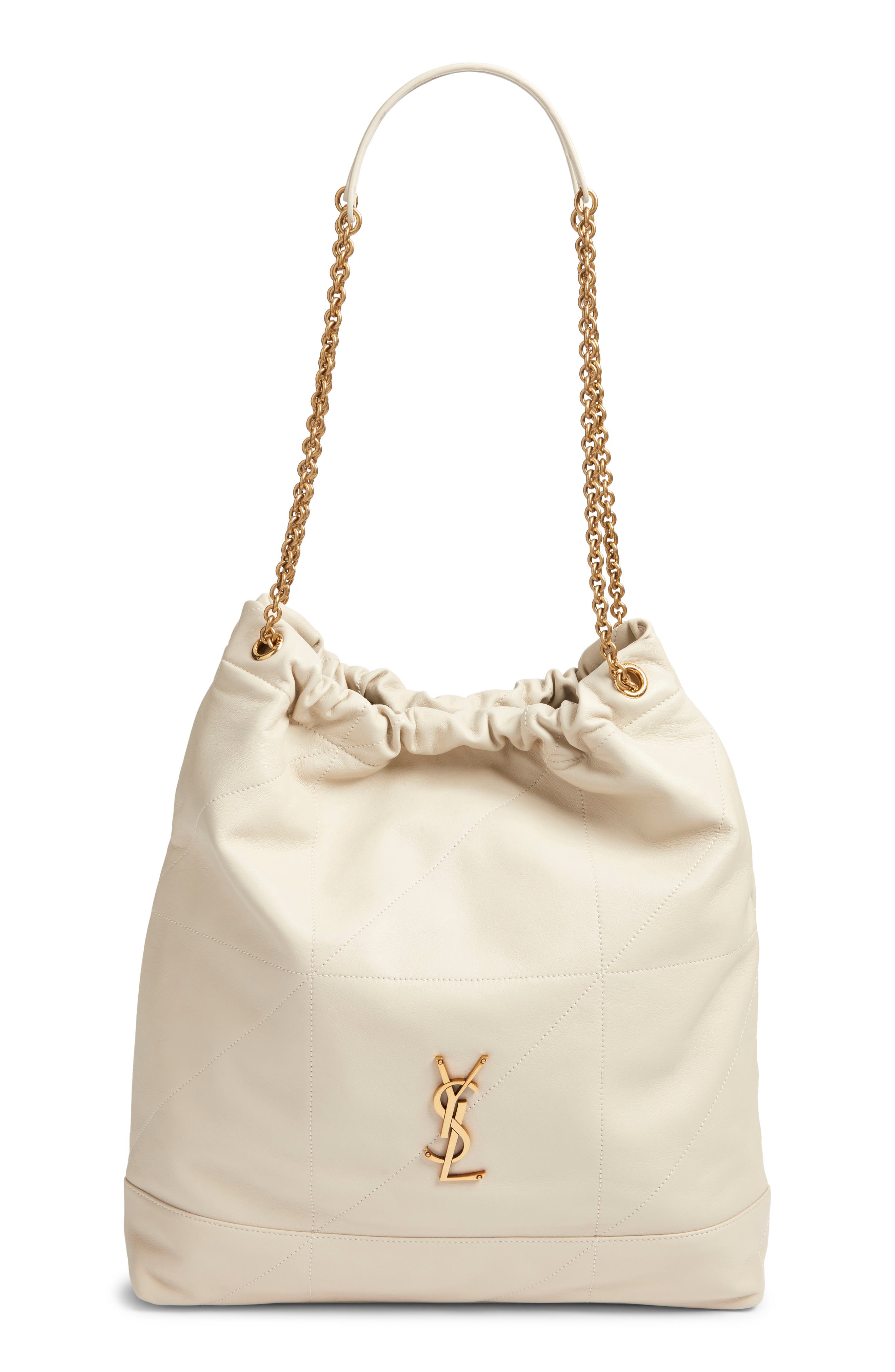 Saint Laurent Large Jamie 4.3 Patchwork Leather Shoulder Bag, Main, color, Blanc Vintage