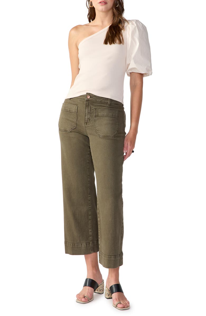 Sanctuary Off & Popping Mixed Media One-Shoulder Top, Alternate, color, Toasted Ma