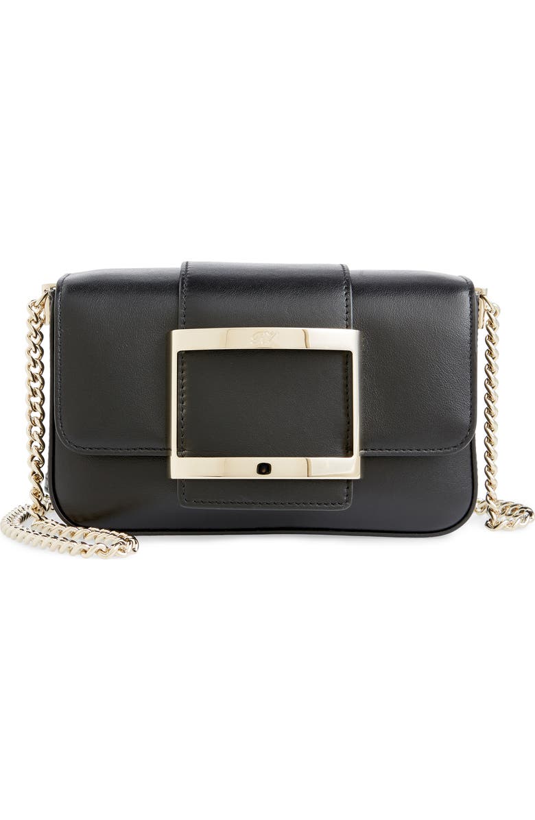 Roger Vivier Micro Très Vivier Calfskin Leather Crossbody Bag, Main, color,