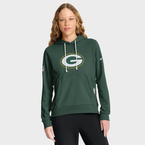 Women's Nike Green Green Bay Packers Sideline Standard Issue Initial Home Dri-FIT Hoodie