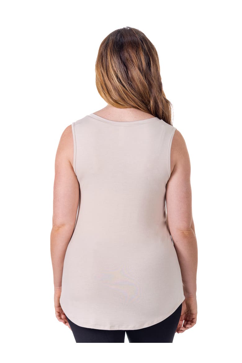 Petites V-Neck Tunic Tank Top with Round Hemline, Alternate, color, Nude