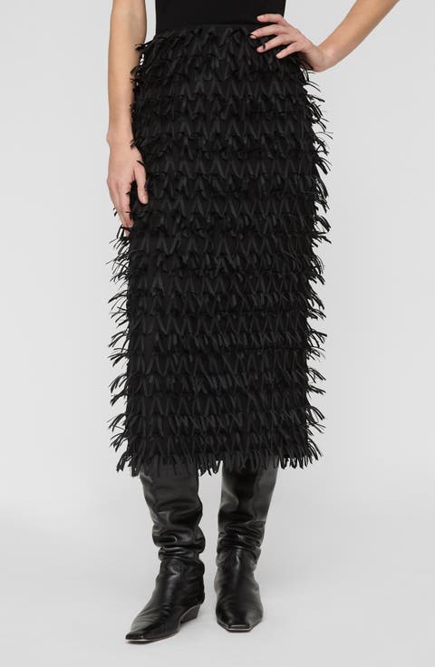 Embellished Straight Midi Skirt