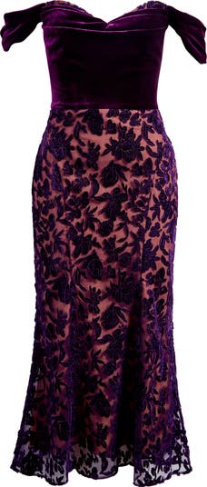 ★セール♪★Marchesa Notte ベルベットバーンアウトガウン★ Marchesa Notte Floral Burnout Velvet Cocktail Dress | Nordstrom
