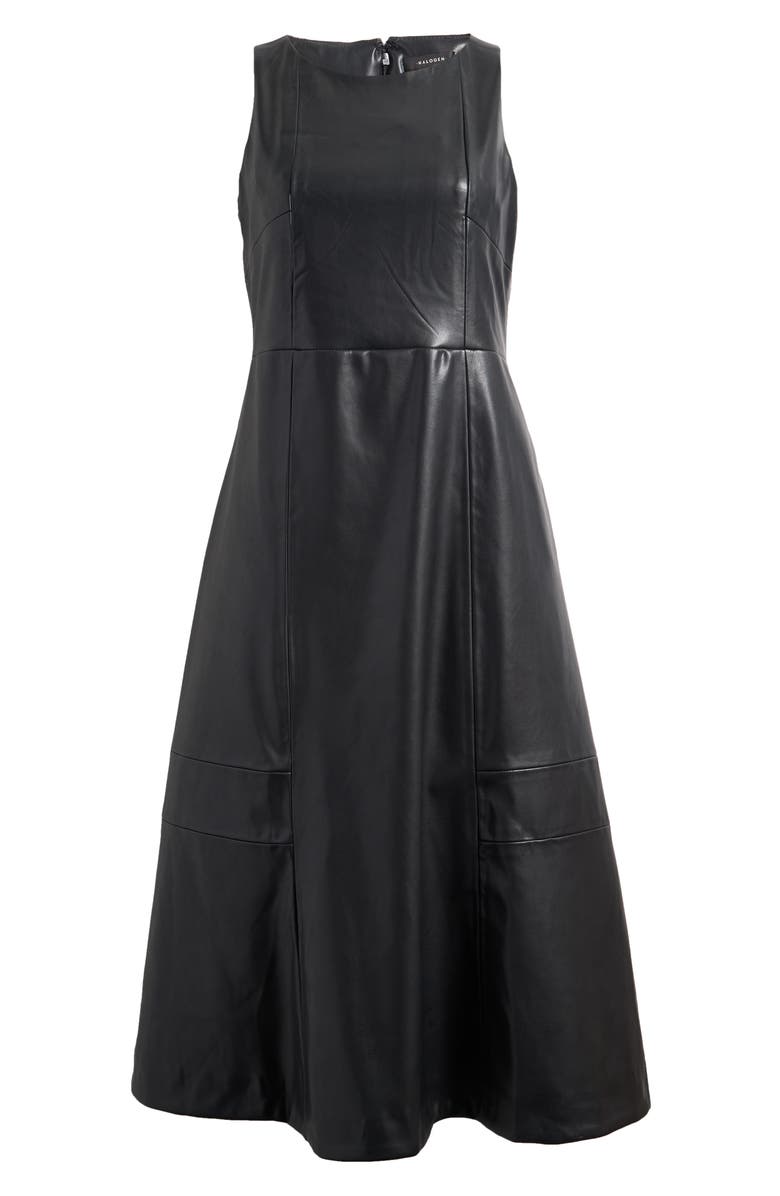 Halogen<sup>®</sup> Structured Faux Leather Midi Dress, Alternate, color, Rich Black 060