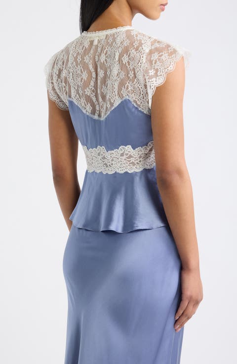 Verelle Lace Trim Satin Top