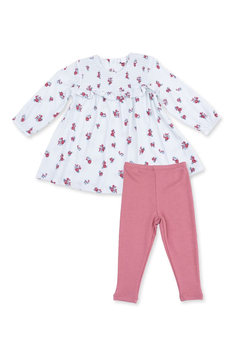 Kids' Alyssa Floral Smocked Ruffle Dress & Leggings Set, Main, color, BLUE