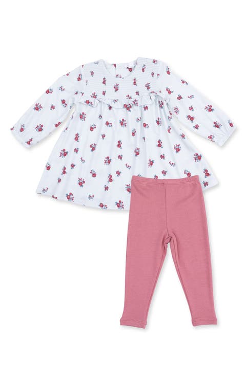Kids' Alyssa Floral Smocked Ruffle Dress & Leggings Set