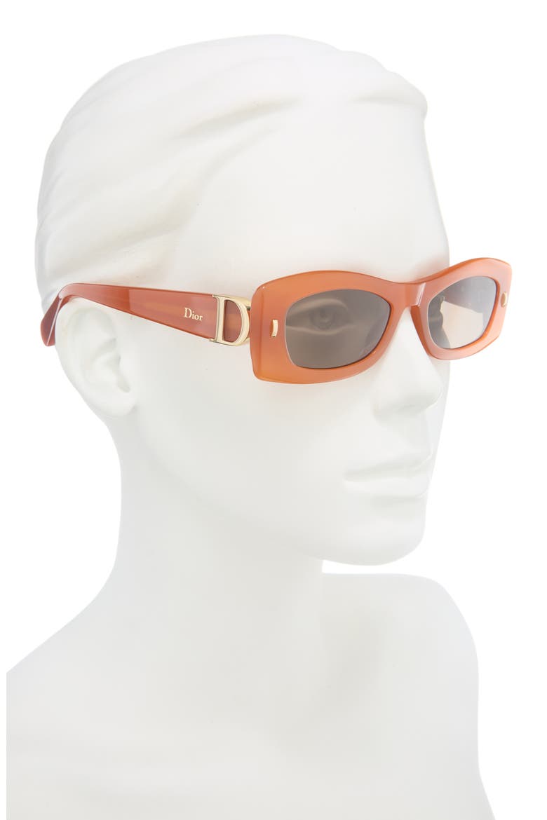 Initials S1I Rectangular Sunglasses, Alternate, color, SHINY ORANGE / BROWN