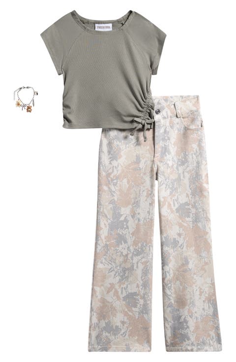 Kids' Cinched T-Shirt, Camo Twill Pants & Bracelet Set