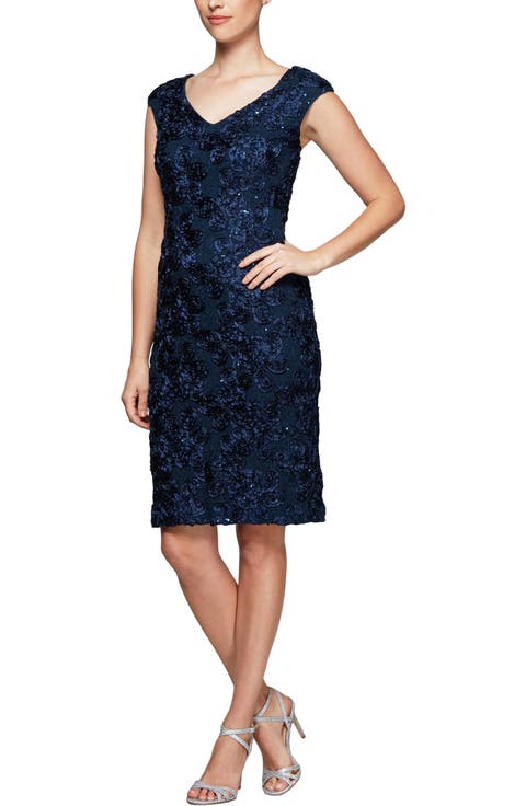Alex Evening Rosette Sheath Dress