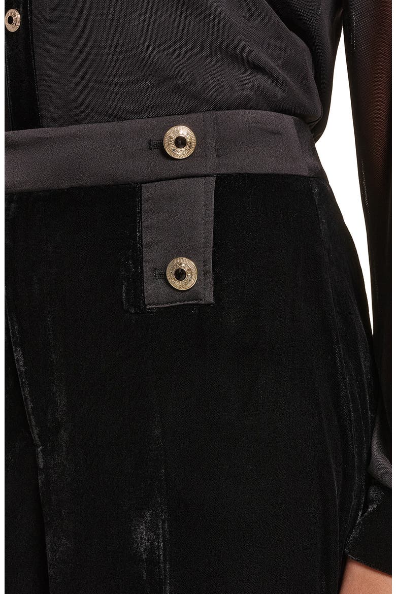 Velvet High Waist Wide Leg Sailor Pants, Alternate, color, BLACK