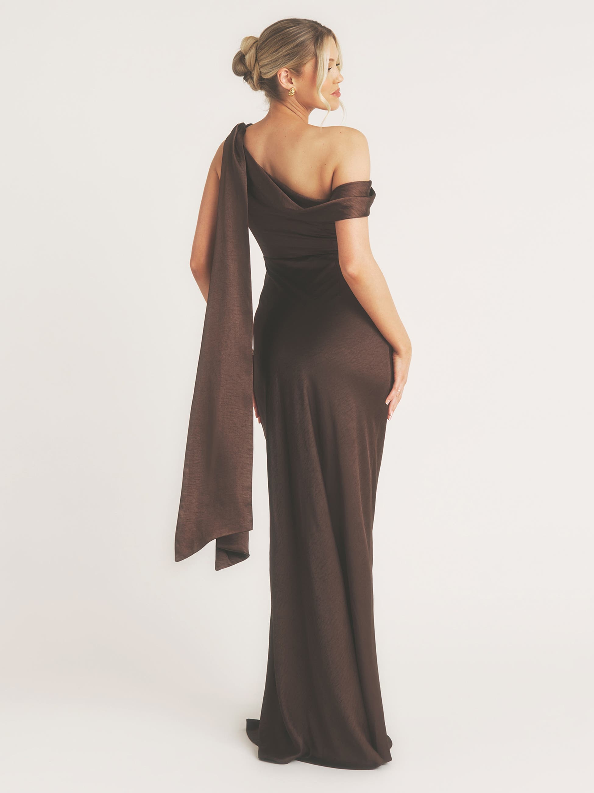 One Shoulder Drape Bridesmaid Dress