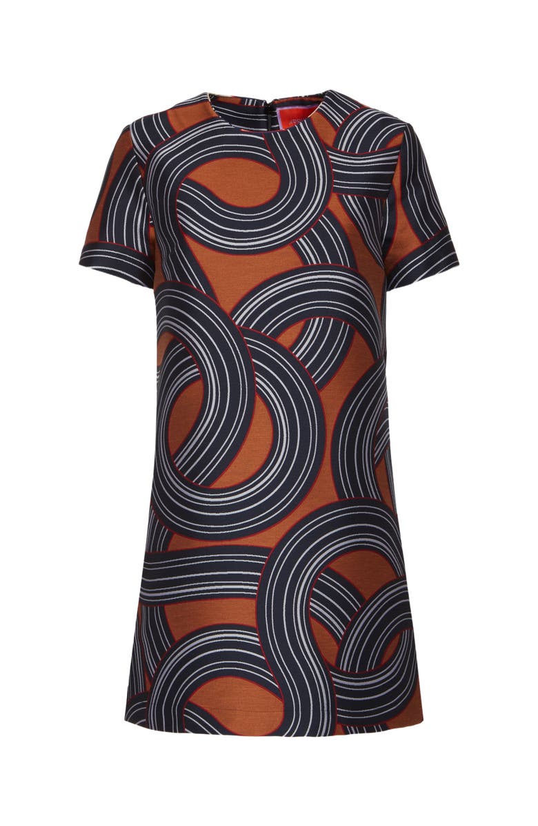 La DoubleJ Mini Swing Dress Montecarlo Jacquard Blue, Alternate, color, 