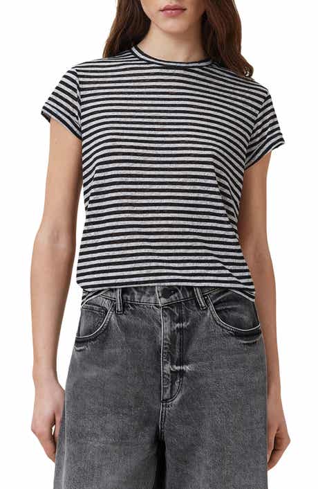 AllSaints Anna Stripe Cotton Blend T-Shirt