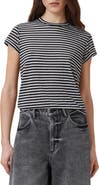 AllSaints Anna Stripe Cotton Blend T-Shirt