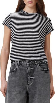 AllSaints Anna Stripe Cotton Blend T-Shirt