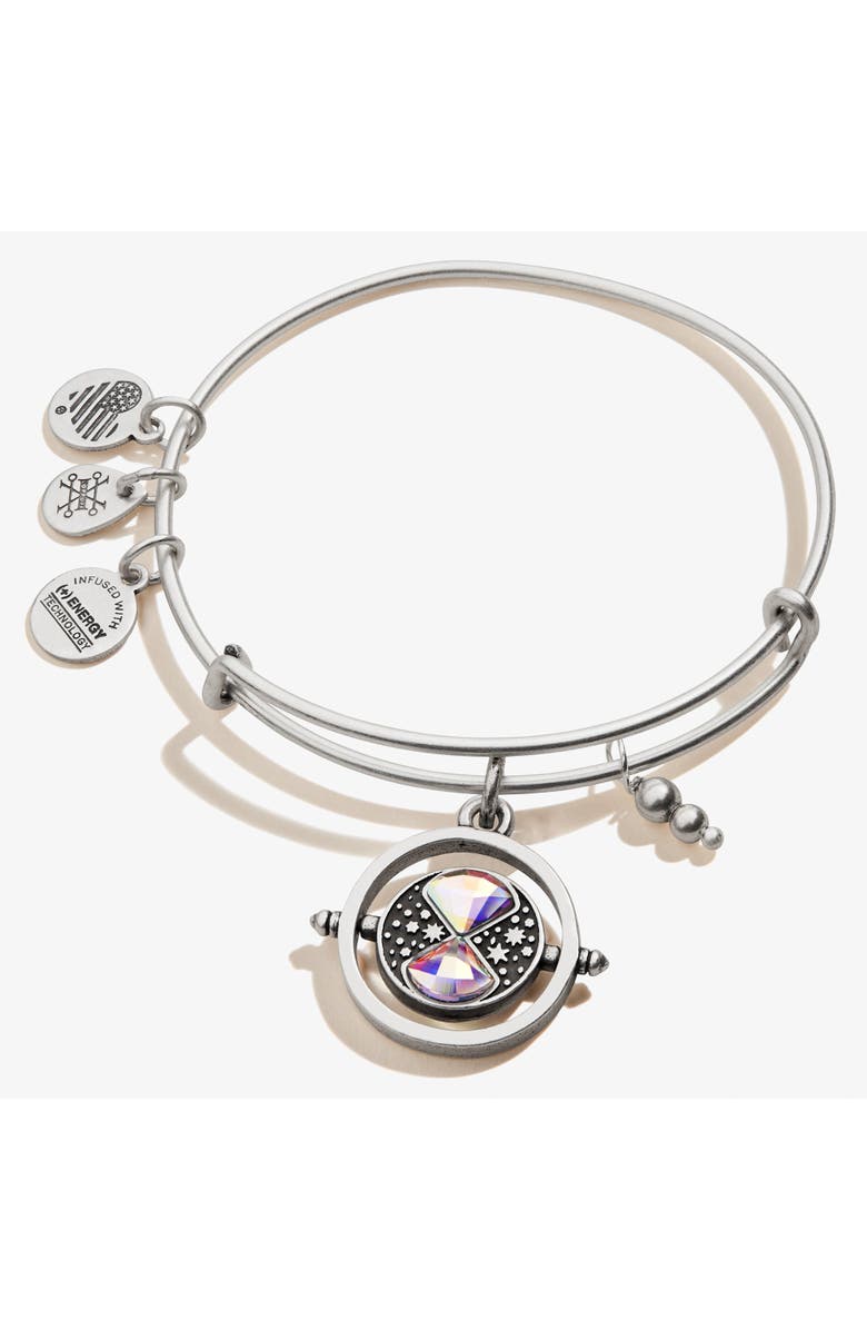 Alex and Ani Harry Potter<sup>™</sup> Time Turner Spinner Charm Bangle Bracelet, Main, color, Silver
