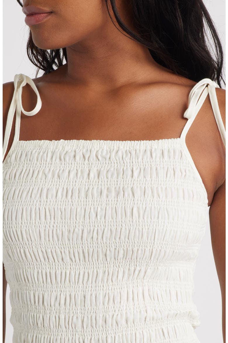 Shirred Linen Midi Sundress, Alternate, color, IVORY